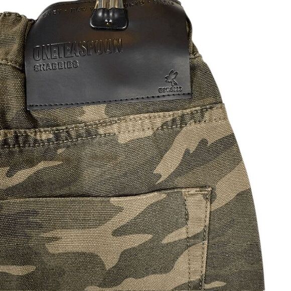 NEW! One Teaspoon Camo Shabbies Drawstring Elastic Waist Green Tan Size XS - Picture 5 of 10